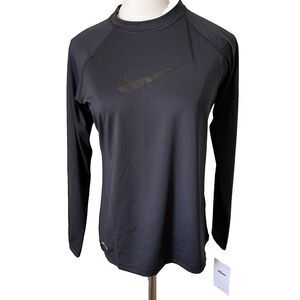 Women's Nike UPF 40+ Long Sleeve Standard Swim Shirt Dri-Fit NESSA421-001 Black‎